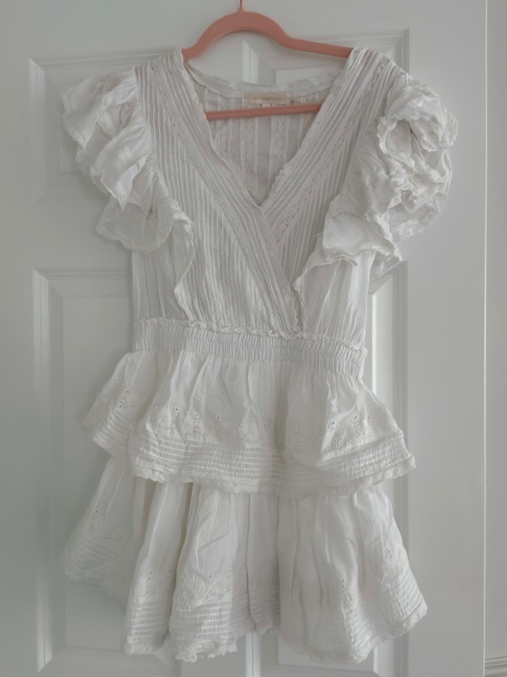 LoveShackFancy White Crochet & Eyelet Detail Top